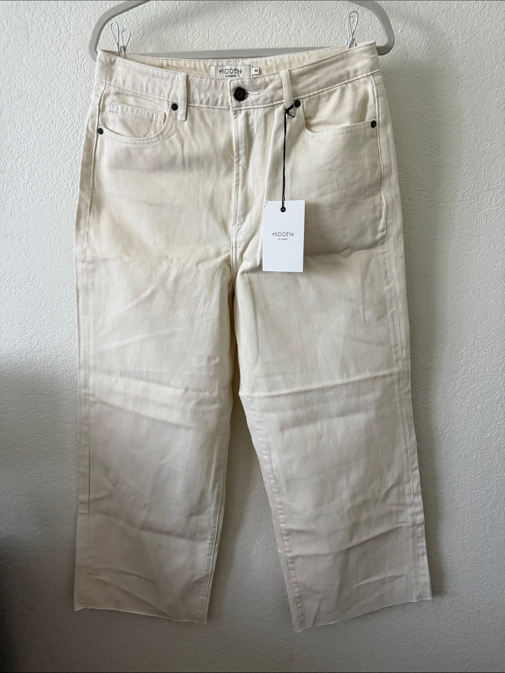Hidden Wide-Leg Jeans in Cream — Women's Flare & Wide Leg